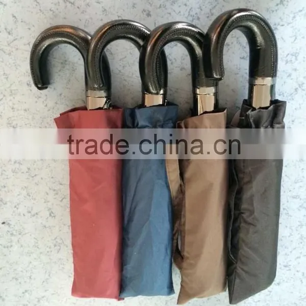 3fold Auto Open Umbrella Windproof Frame Curved Handle
