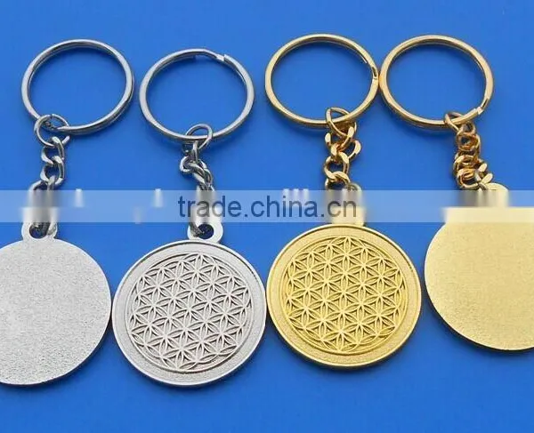 Zinc Alloy Silver and Gold Keychain Flower of Life Ring photo-2