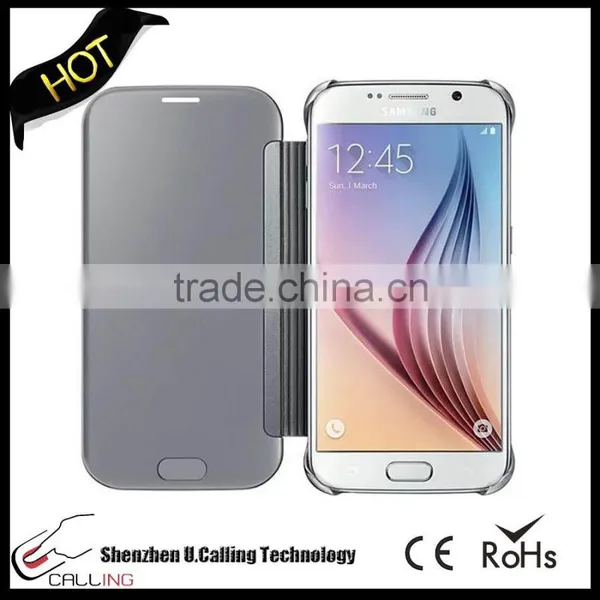 Luxury Mirror View Clear Flip Case Cover For Samsung S6 Edge Plus photo-4