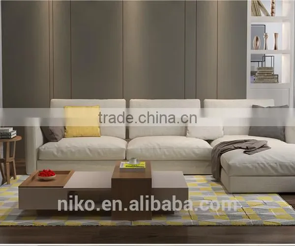 Belman Big Corner Sofa High Quality Cotton and Line Fabric Solid Wood Construction Feather Sofa Set