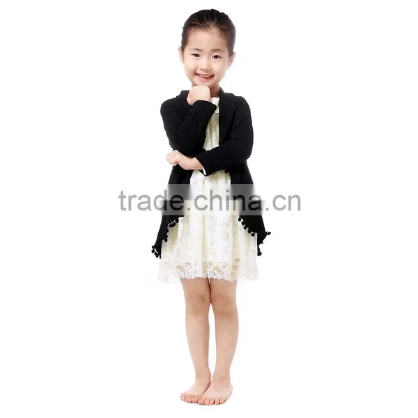 Fall Boutique Long Sleeves Black Stylish Elegant Overcoats for Kids Girl photo-3