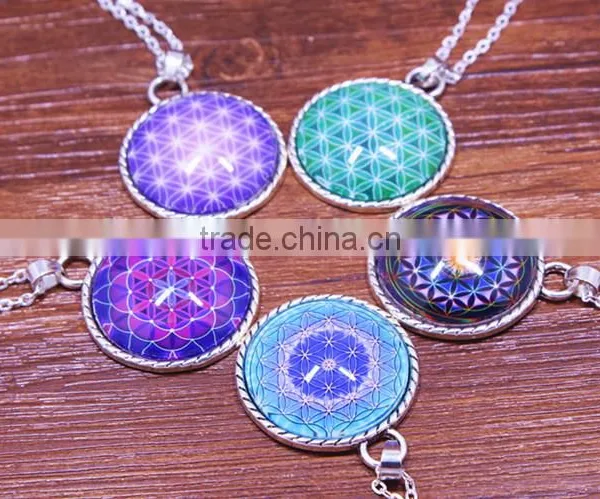 Newest Choker Necklace Round Glass Galaxy Pendants 2015 Necklace Lovely Pendant Silver Chain Necklace For Women Quality Choice photo-2