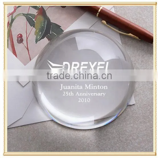 2016 Wholesale 3d Laser Engraved Crystal Half Ball Domed Crystal Paperweight photo-2