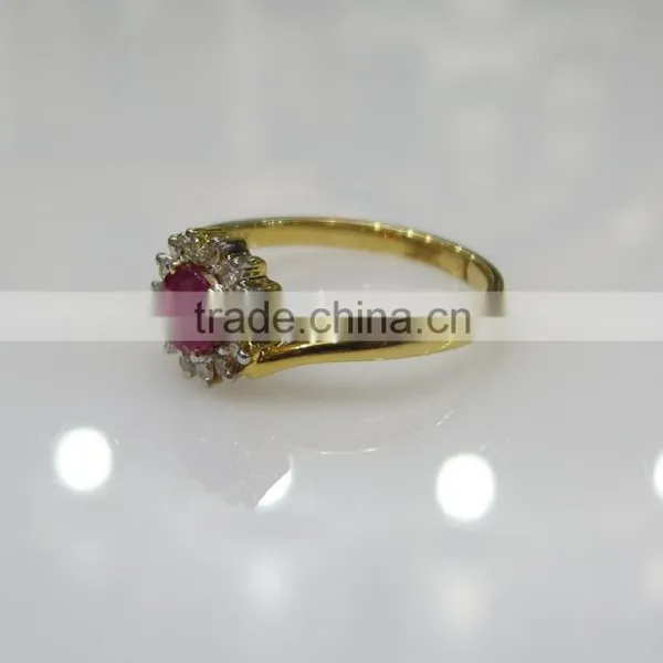 Gold Ruby Diamond Ring 2.450 Grams 0.46cts Ruby 0.15cts Diamond photo-2