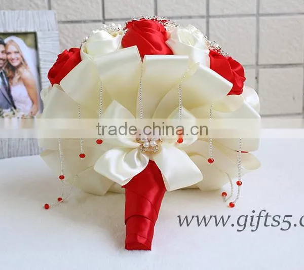 Iridescent Brooch Bouquet Handmade Red Jeweled Bouquet photo-4