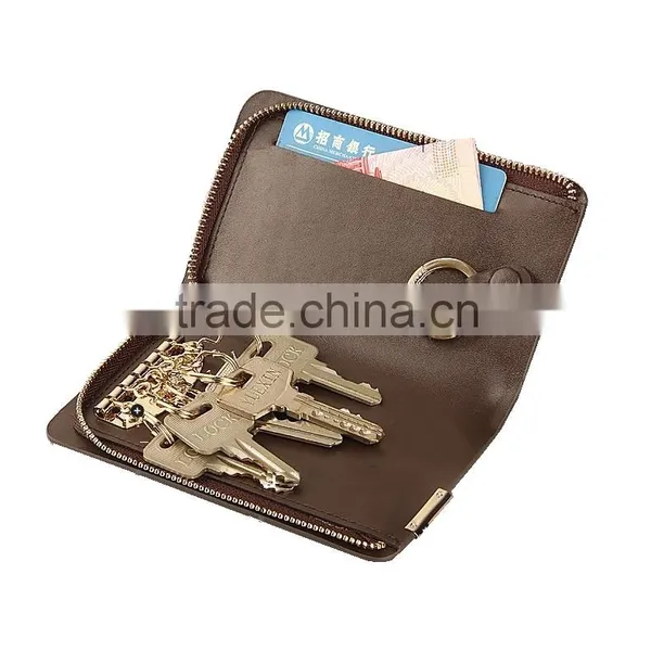 Custom Trip Leather Car Key Pouch Wallet/holder Inside With Key Chain photo-2