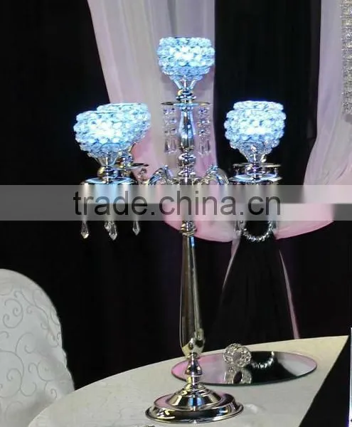 Crystal Candelabra, Candelabra 5 Arms, Silver Candelabra Centerpiece