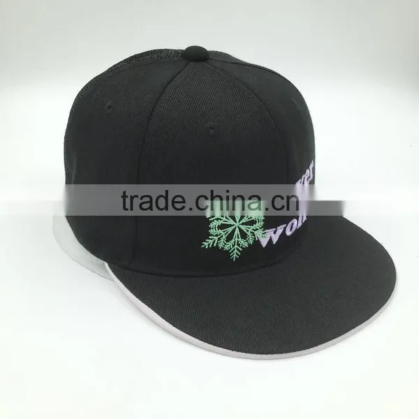 Custom Embroidery Black Mesh Snapback Hats Wholesale photo-2