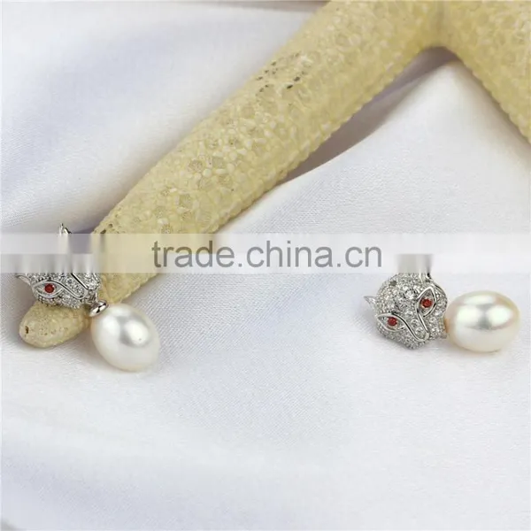 Leopard Animal Shape Top Quality 925 Sterling Silver Natural Pearl Pendant and Earring Set photo-2
