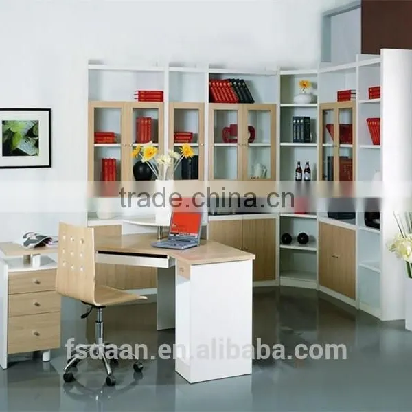 Simple Study Room Furniture Design With Bookshelf and Computer Table