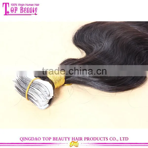 Natural Black Peruvian Hair Raw Unprocessed Virgin Large Stock Body Wave Tape Hair Extension photo-4