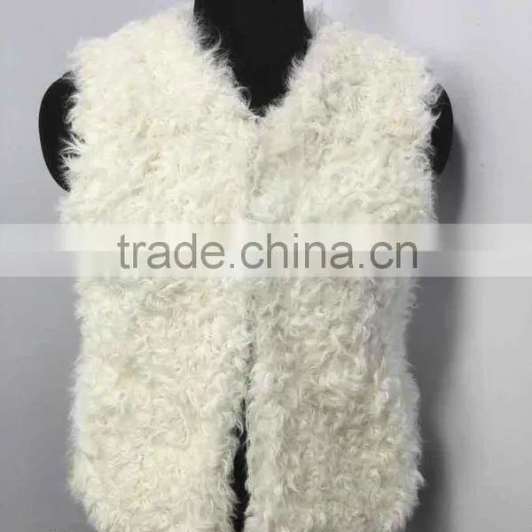 Factory New Design Sexy Girls Short Real Lamb Fur Vest