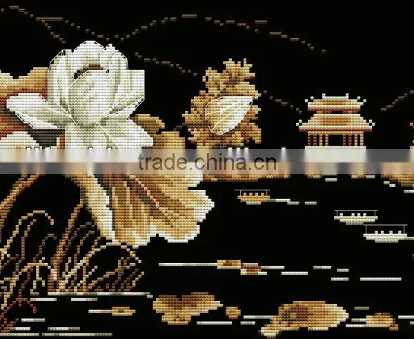 Hand Made Cross Stitch Flowers Embroidery