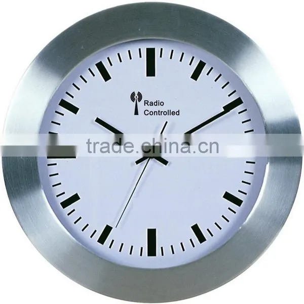 Radio Controlled Home Decor White Dial Aluminum Wall Clock!