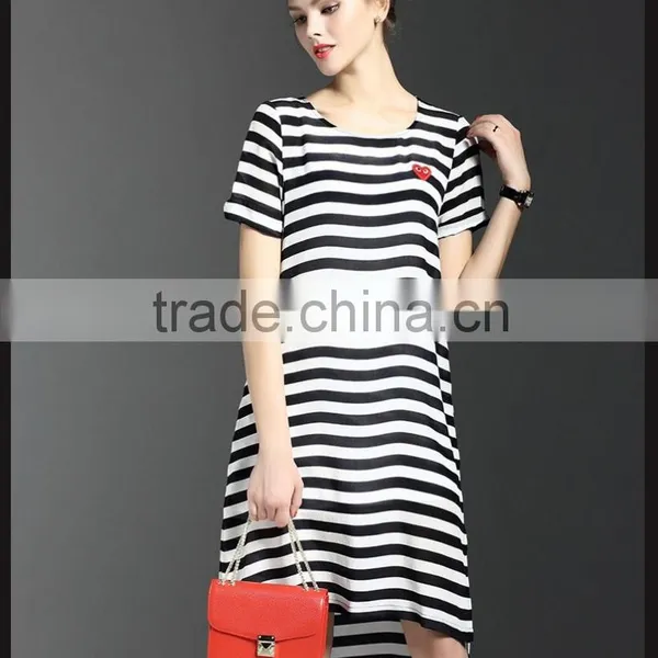Women's Clothing Casual Temperament Simple Sexy Short-sleeved Striped Dress Spring Summer Wild photo-2