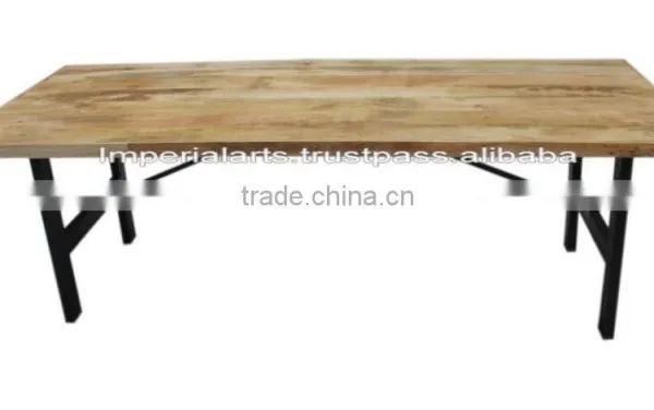 Industrial Iron Wood Dining Table photo-2