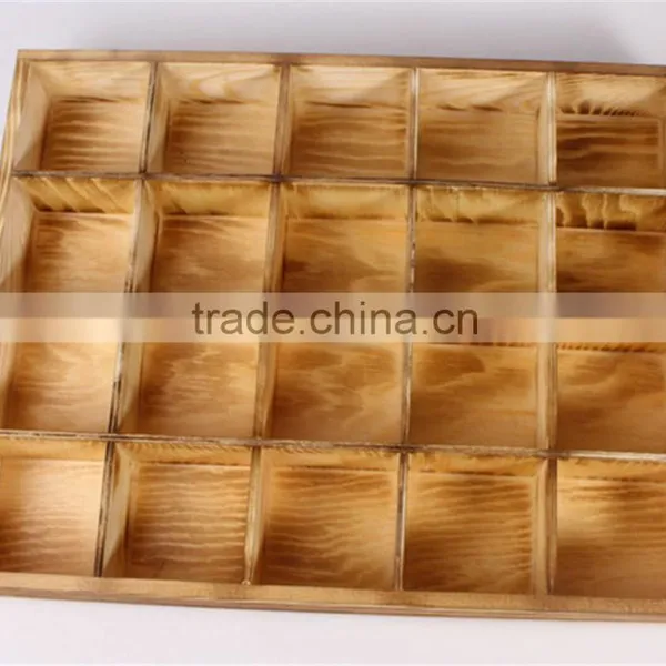Burning Color Compartment Tray,wooden Rustic Tray,supermarket Wooden Tray photo-4