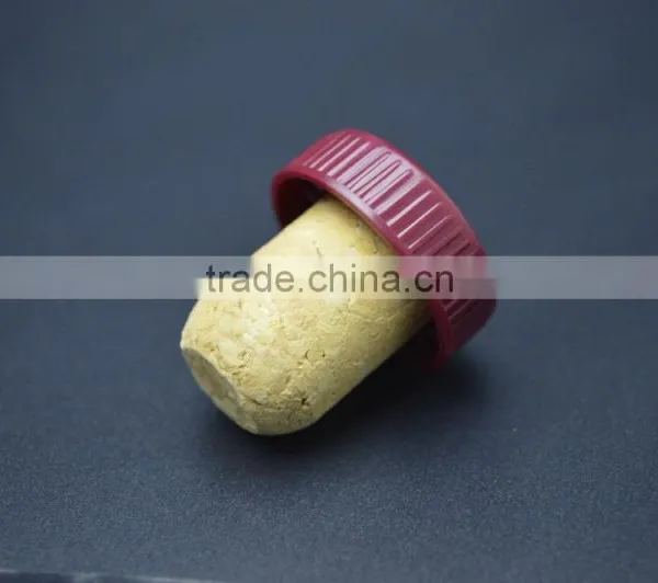 Red Plastic Top With Wooden Cork for Glass Bottle photo-4