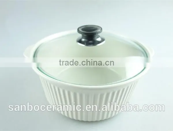 Small Cheap Ceramic Pots/ Soup Tureen Pot With Glass Lid & Handles Ceramic Stoneware photo-2