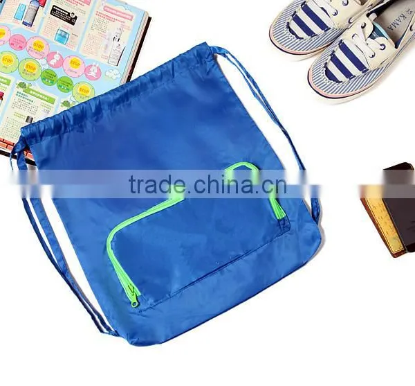 Factory Price Nylon Polyester Drawstring Bag,drawstring Bag With Front Zipper Pocket photo-2