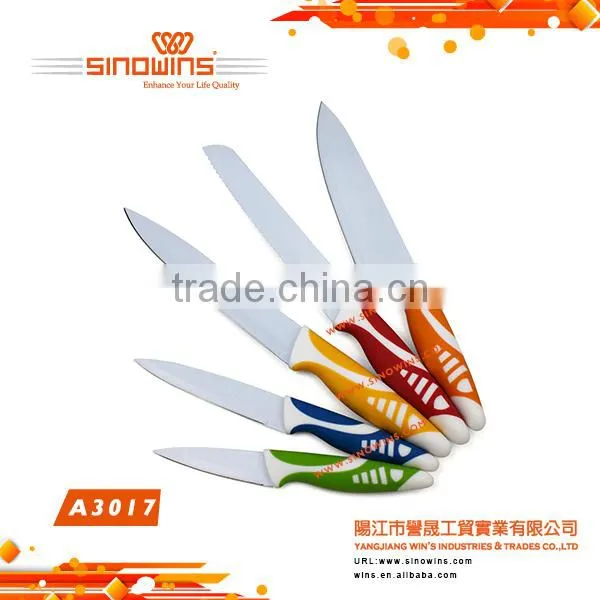 A3309-1 Great Style 5pcs Stainless Steel Knife Set Handle With Spray Printed photo-4