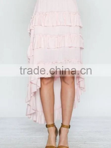 Femme Ruffles Cascading Throughout Skirt 100% Rayon Long Layered Skirts photo-2