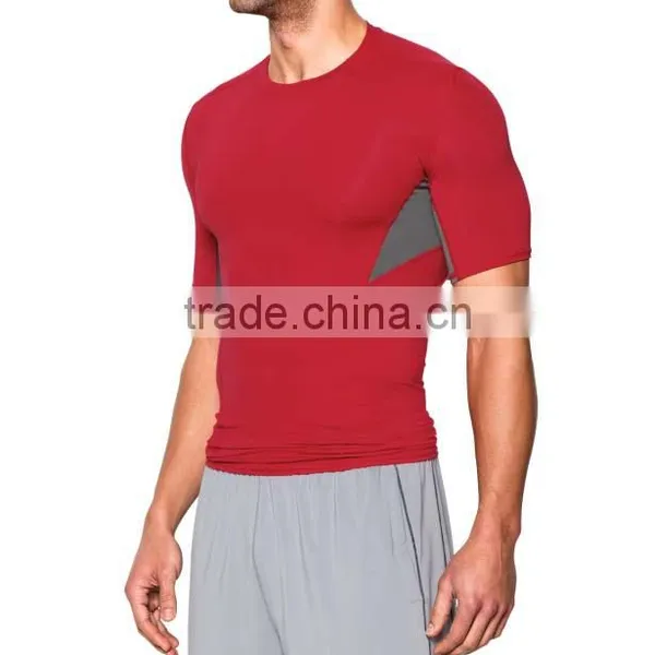 New Style Wholesale Custom Gym Fitness Sports Clothing Plain Red Men T Shirt photo-3