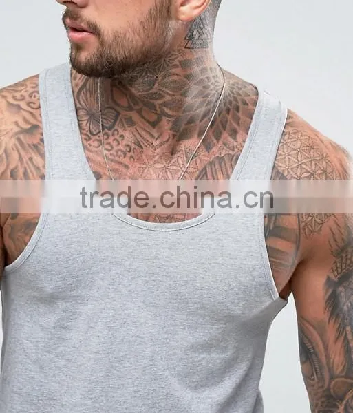 Cheapest New Design Custom Manufacture Grey Color Gym Wear Comfortable 100% Cotton Fashion Running Men's Tank Tops photo-3