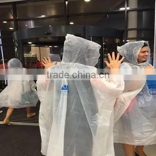 Portable Degradable Transparent Plastic Disposable Raincoat Rain Poncho photo-5