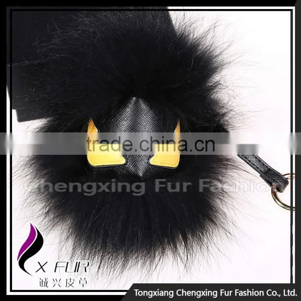 CX-R-48M China Wholesale Red Raccoon Fur Keychain With Fur Pompon photo-4