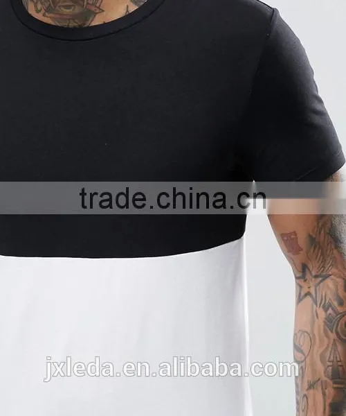 Customize Men Longline Muscle Slim Fit Contrast Color Blank T-shirt photo-3