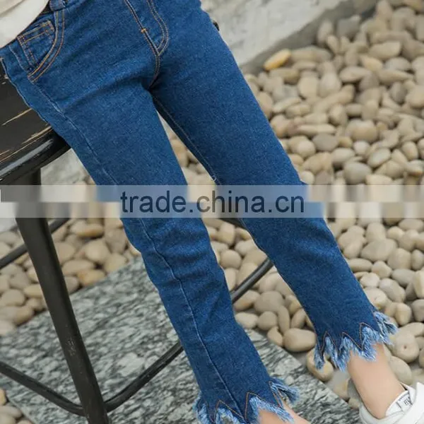 Zm35704a Fashion Kids Ruffle Denim Jeans Pants Girls Tight Trousers photo-2