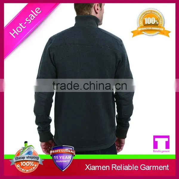 100% Polyester Ribbed Collar Soft Sweater Knit Fleece Jacket for Man photo-4
