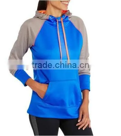 Fashion Women's Clothing 100% Polyester Raglan Tech Fleece Hoodie With Hood photo-4