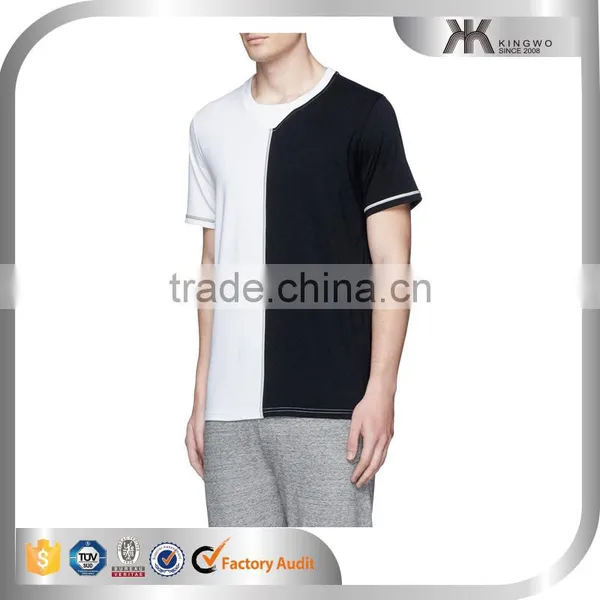Black and White Contrast Color t Shirt Two Color t Shirt With Reflective Thread photo-2