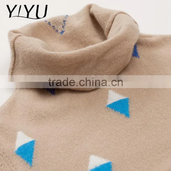 Customized Winter Women Turtleneck Jacquard Knit Pattern Cashmere Sweater photo-4