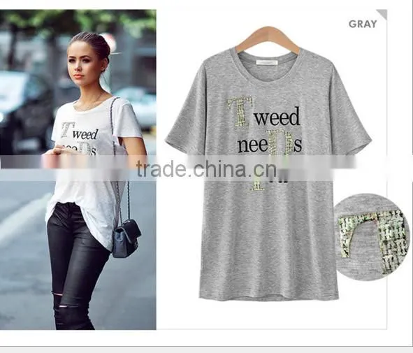 Render Unlined Upper Garment Loose off Letters Printed T-shirts Big Yards photo-3