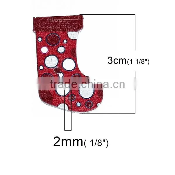 Wood Sewing Buttons Scrapbooking 2 Holes Christmas Stocking At Random photo-2