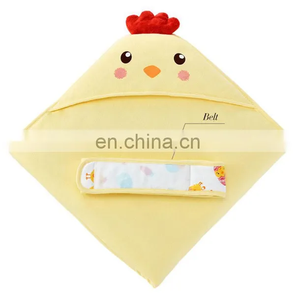 LOW MOQ Cartoon Animal Chicken Cotton Swaddle Blanket With Belt photo-2