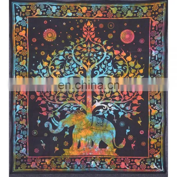Elephant Tree Tapestry With Good Luck Elephant Tapestry Hippie Gypsy Wall Hanging Tree of Life Tapestry