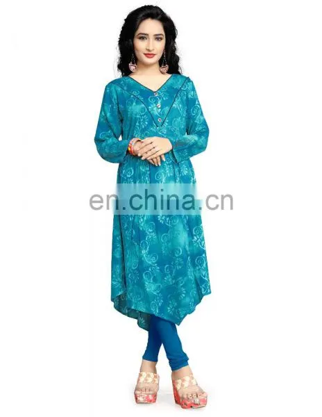 2017 Casual Party Wear Rayon Soft Cotton Printed Kurtis (Tops)