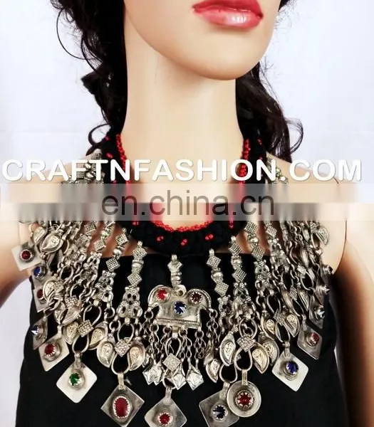 Vintage Old Coin Tribal Bellydance Set Afghan Kuchi Old 1960s Necklace- Tribal Necklace - Afghan Jewelry photo-2
