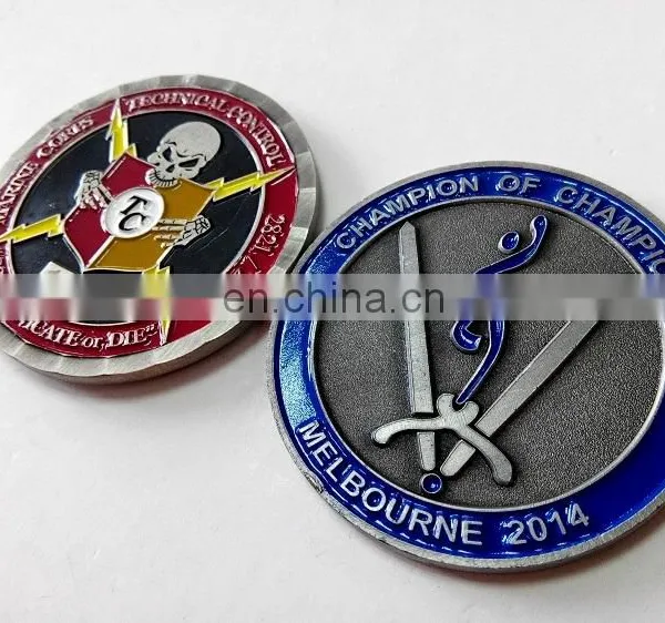 Zinc Cast Flat Wave Edge 3D Relief Custom Souvenir Coin photo-2