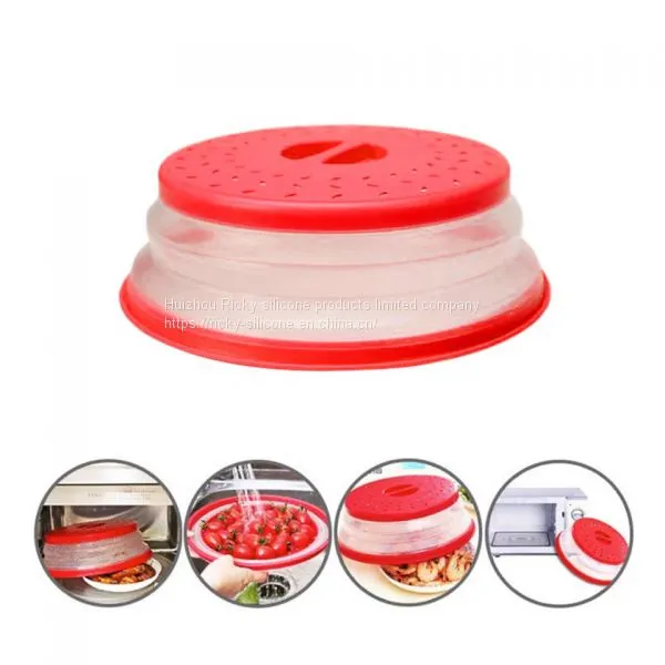 Collapsible Microwave Cover Silicone Fruit Vegetables Colander Strainer Washing Basket Folding Microwave Plate Lid Kitchen Tools photo-2