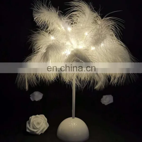 Wholesale Home Decor Modern Luxury Decoration White Led Desk Lamp Feather Table Lamp For Bedroom Room photo-6