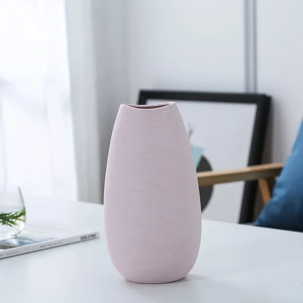 Nordic Modern Simple Minimalism Hand Made Green Blue Pink Ceramic Vase For Hallway Decor photo-5