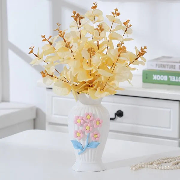 European Print Simple Creative Fashion Fresh Blue White Ceramic Vase For Hallway Decor photo-4