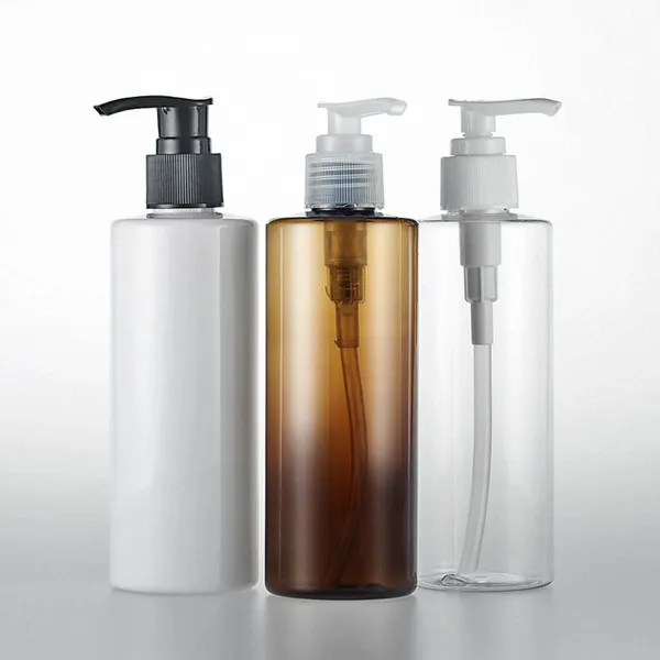 Wholesale Empty 250ml 350ml Flat Shoulder Shampoo Shower Gel Liquid Soap Body Lotion Pump Bottle in Stock photo-2