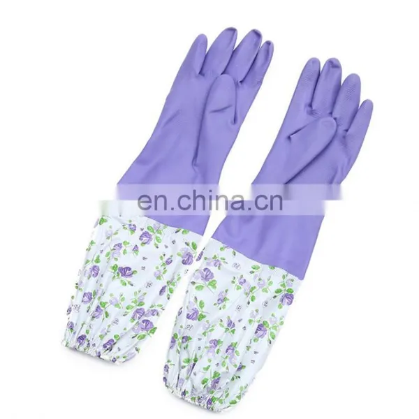 Long Sleeve Rubber Household Waterproof Cleaning Dish Washing Kitchen Latex Gloves photo-2