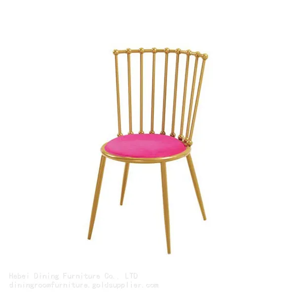 Metal Chair With Hollow Backrest and Velvet Cushion DC-H04